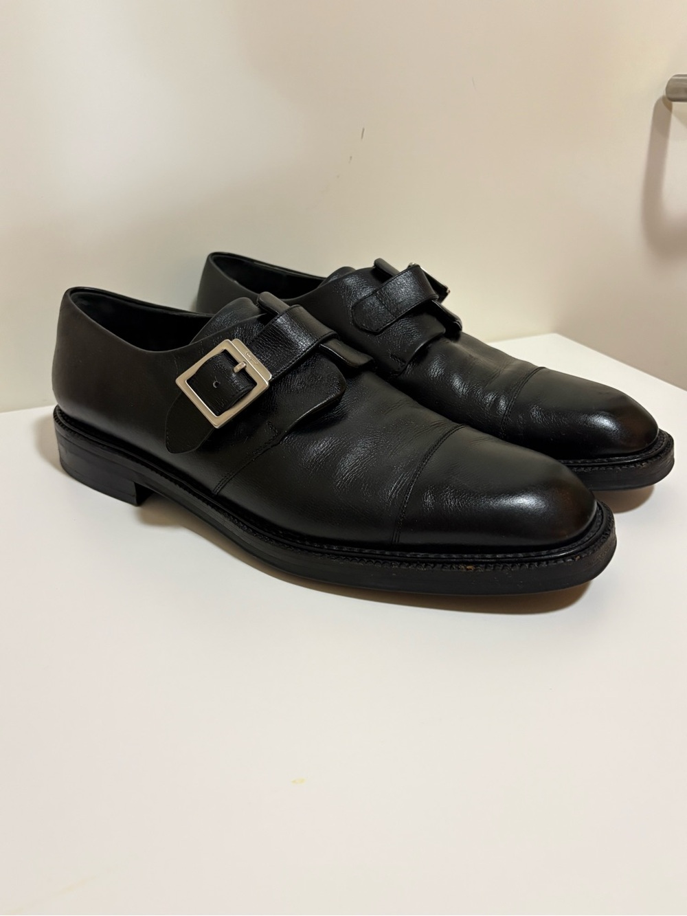 Salvatore Ferragamo Black Leather Monk Strap Dress Shoes Men’s 10D